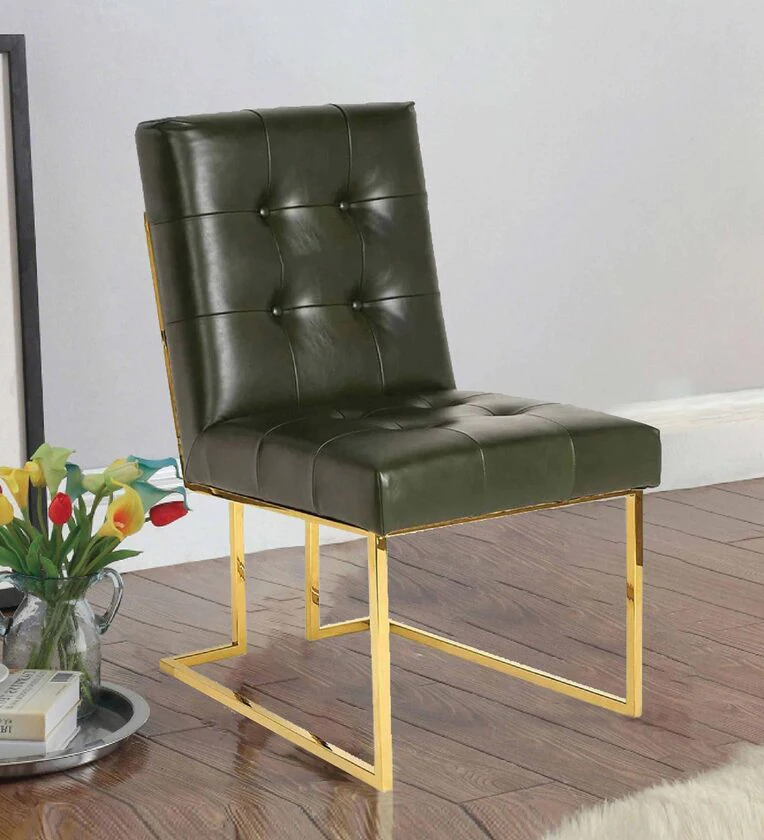 Eta Fabric Dining Chair In Midnight Green Colour 