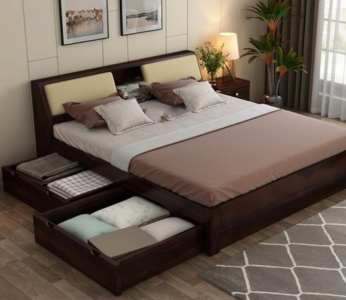 AMBICA WOODMART Sheesham Wood with 4 Drawer Storage))