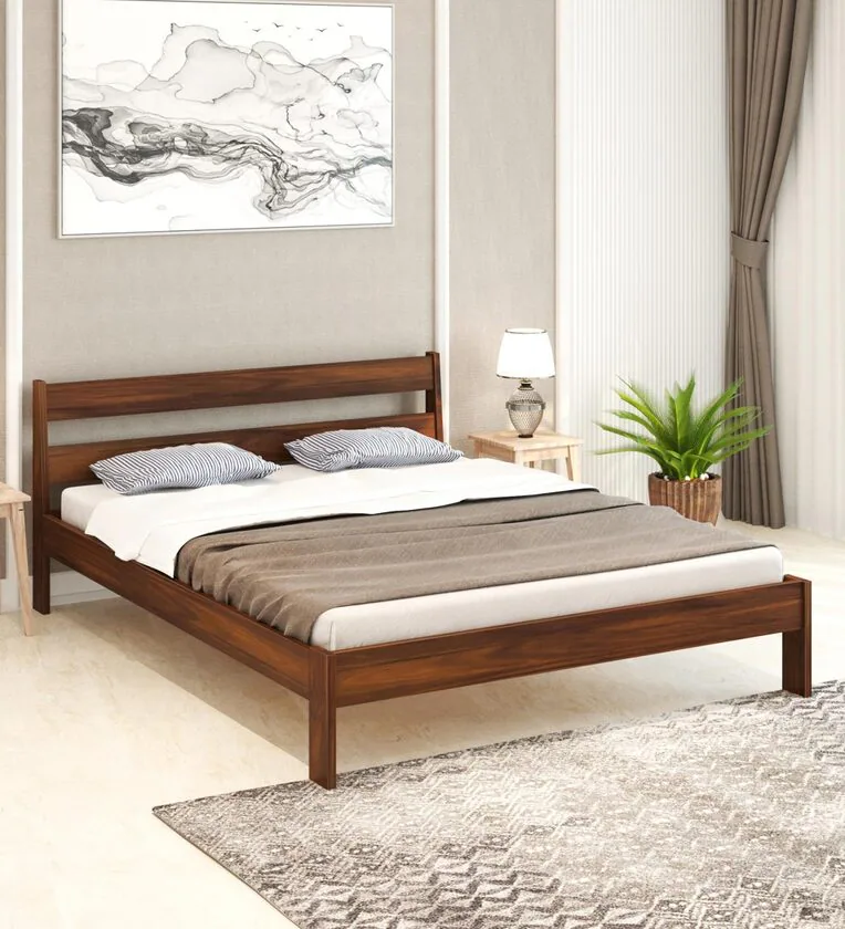 Roverb Queen Size Bed In Brown Maple Finish