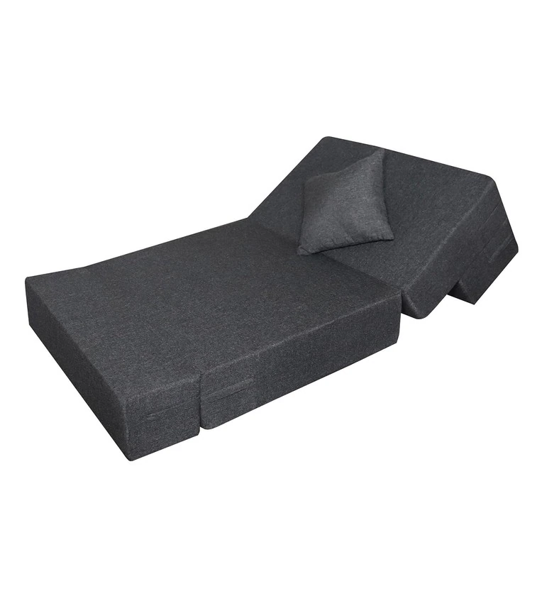 Rest Mantra 8 Inch PU Foam (72x36) 1 Seater Sofa Cum Mattress In Dark Grey Colour