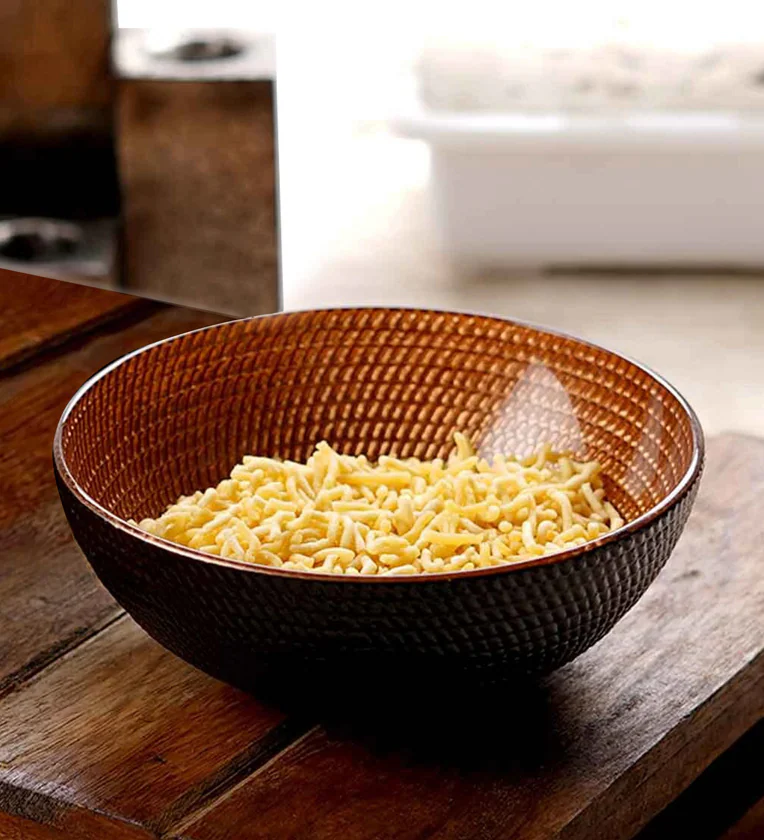 Black 300 ML Glass Textured Serving Bowl (1Pc)