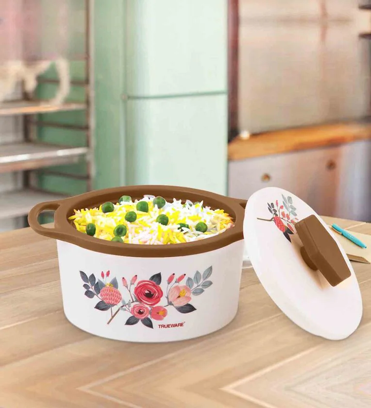 Florra Brown 1000ML Plastic & Steel Thermoware Casserole