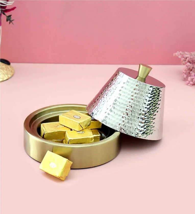Inara 500ml Stainless Silver & Gold Butter Dish