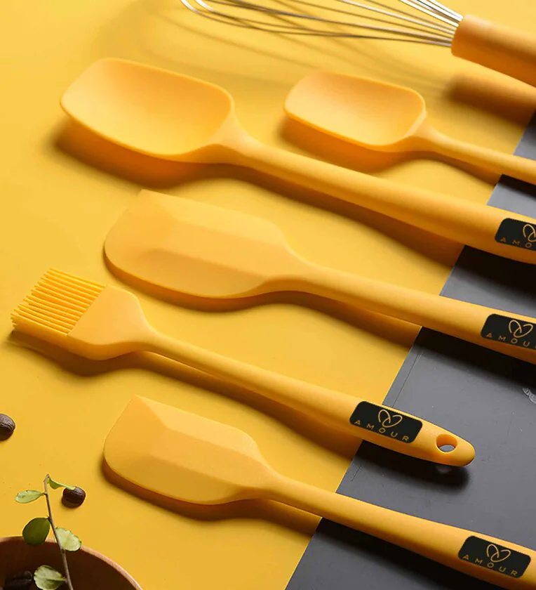 Ultra Premium Yellow Silicone (Set of 9) Cooking Spatula
