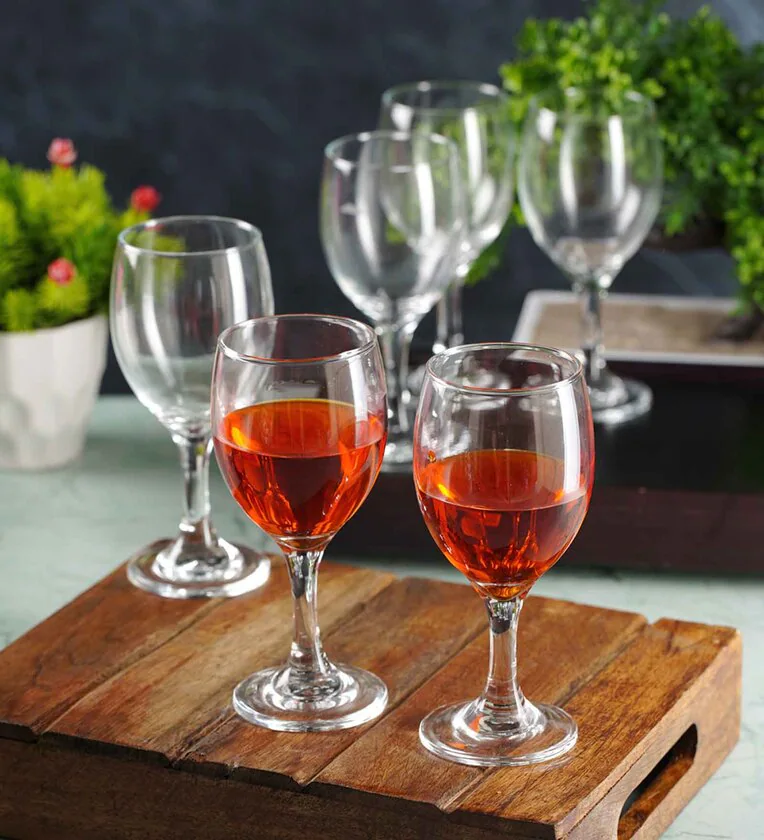 Transparent 220 ML Glass (Set of 6) Wine Glasses