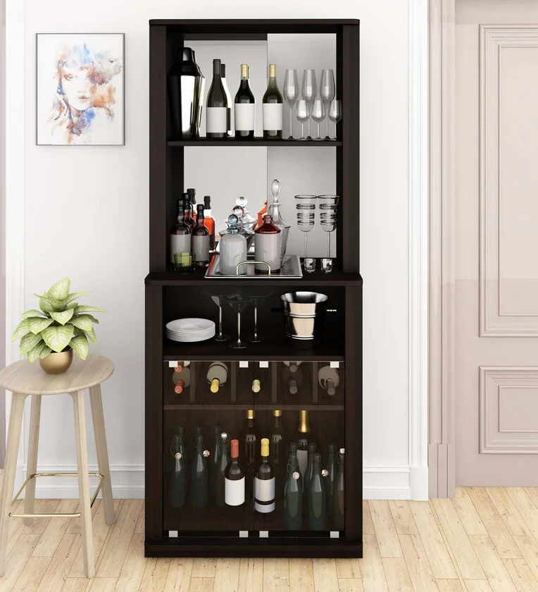Bliss Bar Cabinet in Dark Elm Finish