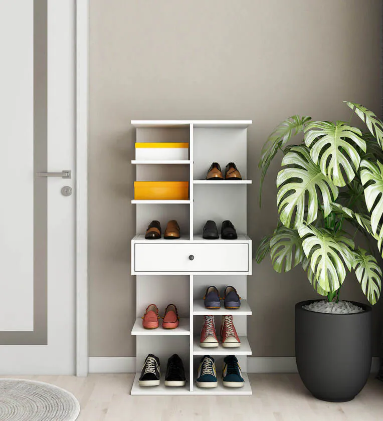 Logan Shoe Rack in Frosty White Finish