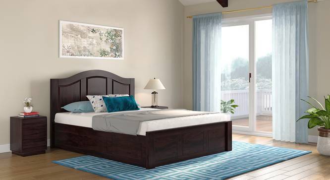 Ballito Solid Wood King Size Box Storage Bed in Mahogany Finish