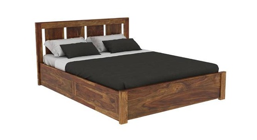 Sable Solid Wood Queen Size Box Storage Bed in Brown Finish