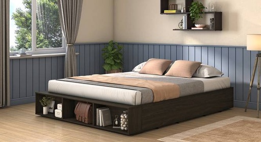Toshi Engineered Wood Queen Size Drawer And Box Storage Bed in Rustic Walnut Finish