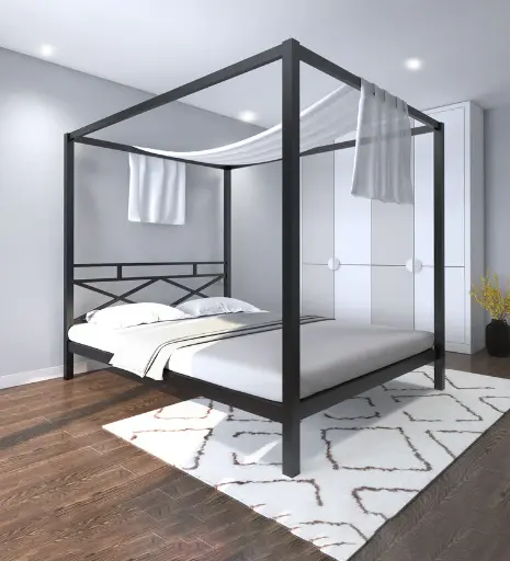 Norma Metal Canopy Bed in Brown Colour