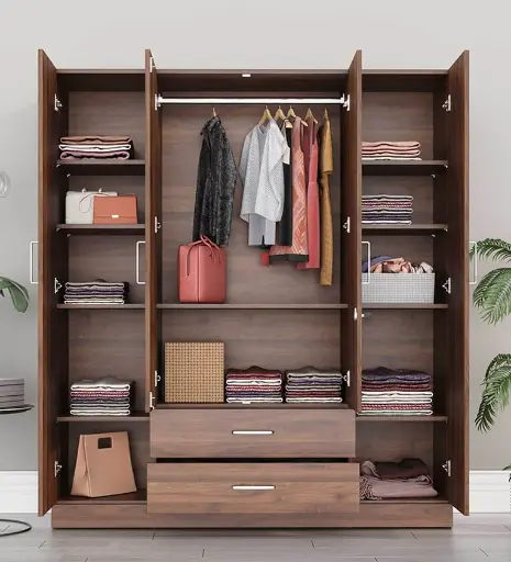 Organza Plus 4 Door Wardrobe In Walnut Colour