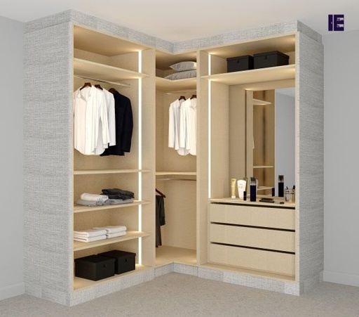 L-Shaped Corner Wardrobes with Dresser Set Supplied by Inspired Elements