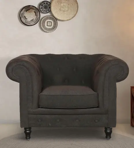Tierra Fabric 1 Seater Sofa In Sandy Brown Colour