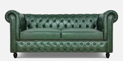 Viterbo Leatherette Chesterfield 2 Seater Sofa In Olive Green Finish