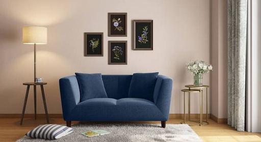 Janet 2 Seater Fabric Loveseat in Lapis Blue Colour
