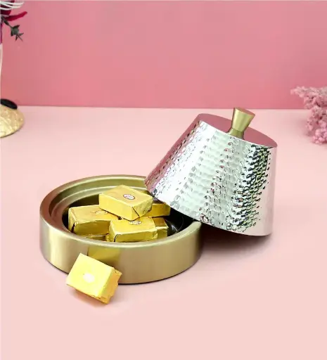 Inara 500ml Stainless Silver & Gold Butter Dish
