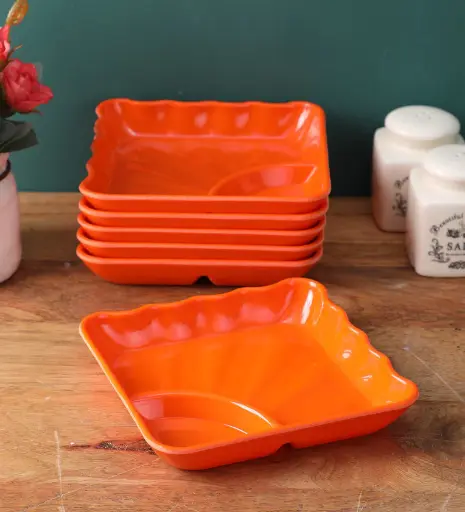 Orange Snack Melamine (Set of 6) Appetizer Platters