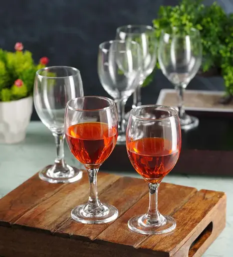 Transparent 220 ML Glass (Set of 6) Wine Glasses