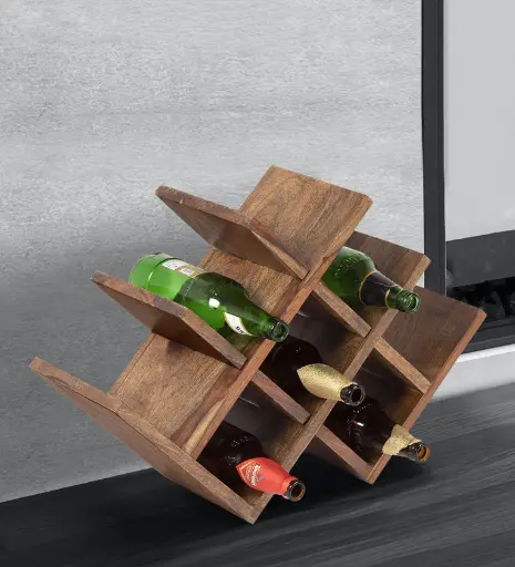 Bravo Brown Teak Wood Wine Bottle Holder