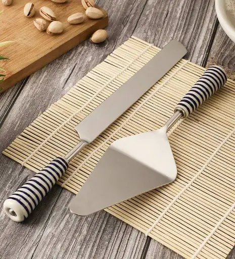 Parikrama Blue Stainless Steel (Set of 2) Cake Lifter & Knive Set