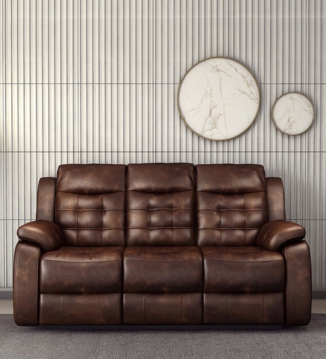 Hemingway Leatherette Manual 3 Seater Recliner In Chcolate Brown Colour