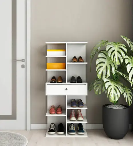 Logan Shoe Rack in Frosty White Finish