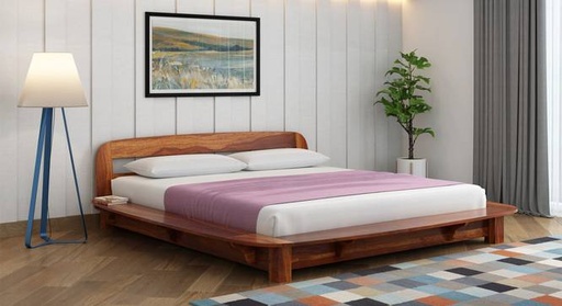 Wilbur Solid Wood King Size Non Storage Bed in Teak Finish