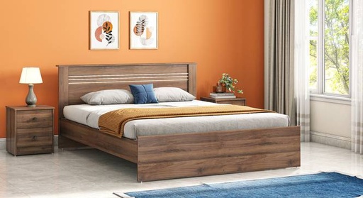 Davis Engineered Wood Single Size Non Storage Bed in Classic Walnut Finish
