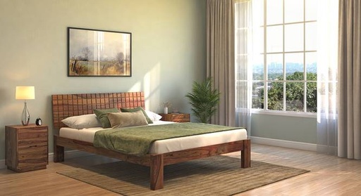 Valencia Solid Wood King Size Bed in Teak Finish