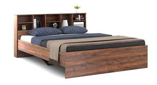 Nexon Engineered Wood King Size Non Storage Bed in Natural Teak Finish