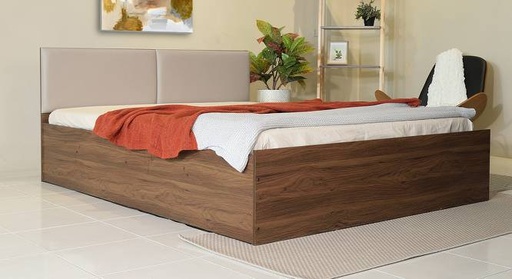 Lush Engineered Wood Queen Size Box Storage Upholstered Bed in Walnut Finish