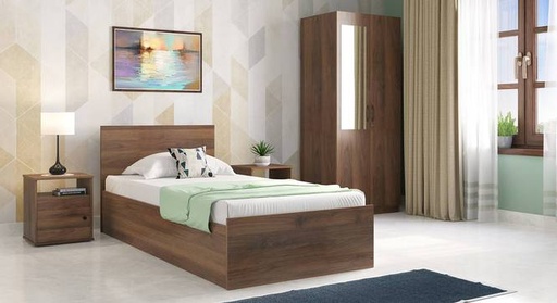 Zoey Engineered Wood Single Size Box Storage Bed in Classic Walnut Finish