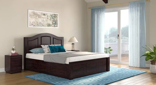 Ballito Solid Wood King Size Box Storage Bed in Mahogany Finish