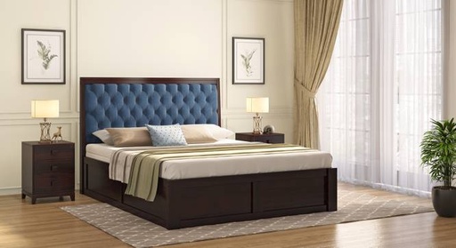 Avon Solid Wood Queen Size Box Storage Bed in Mahogany Finish