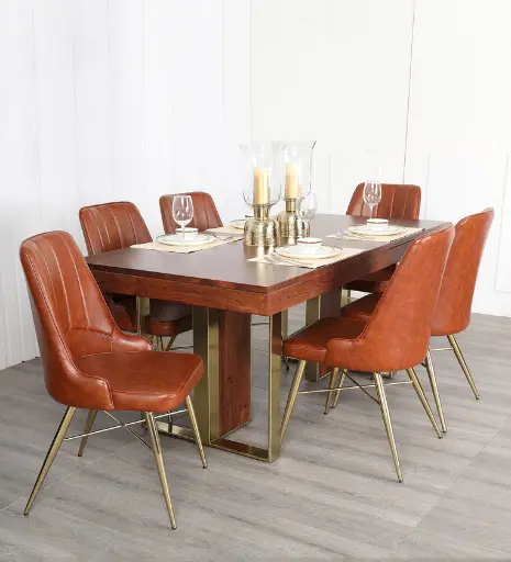 Marvis Sheesham Wood 6 Seater Dining Set In Walnut Colour