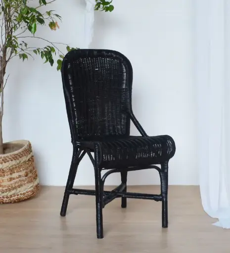 Daga Bamboo Dining Chair In Black Finish