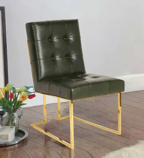 Eta Fabric Dining Chair In Midnight Green Colour 