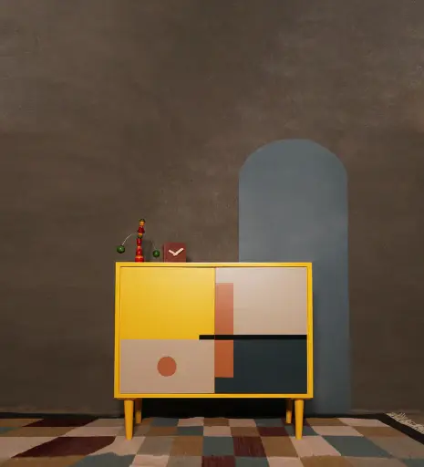 Desert Solid Wood Cabinet in Yellow Finish
